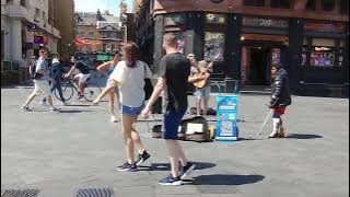 Atticus Blue & Leire were destructed while singing I Found You @ Leicester Square, London 6-2022