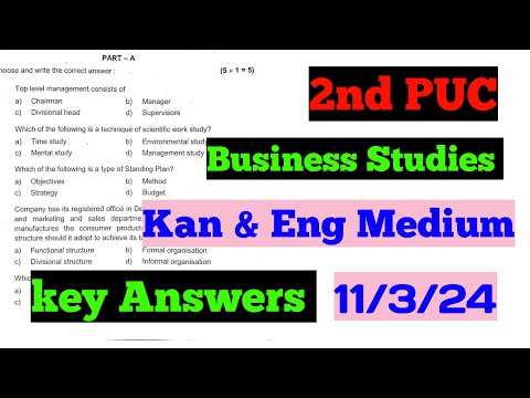 2nd PUC Business Studies Key Answers 2024#Shivamurthysacademy#Businessstudies