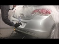 Spraying clearcoat on a bumper with the Devilbiss DV1 Clear