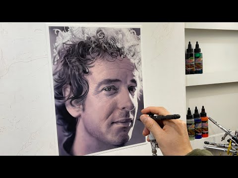 Retrato hiperrealista en acrilico de Gustavo Cerarti I Rafa Fonseca
