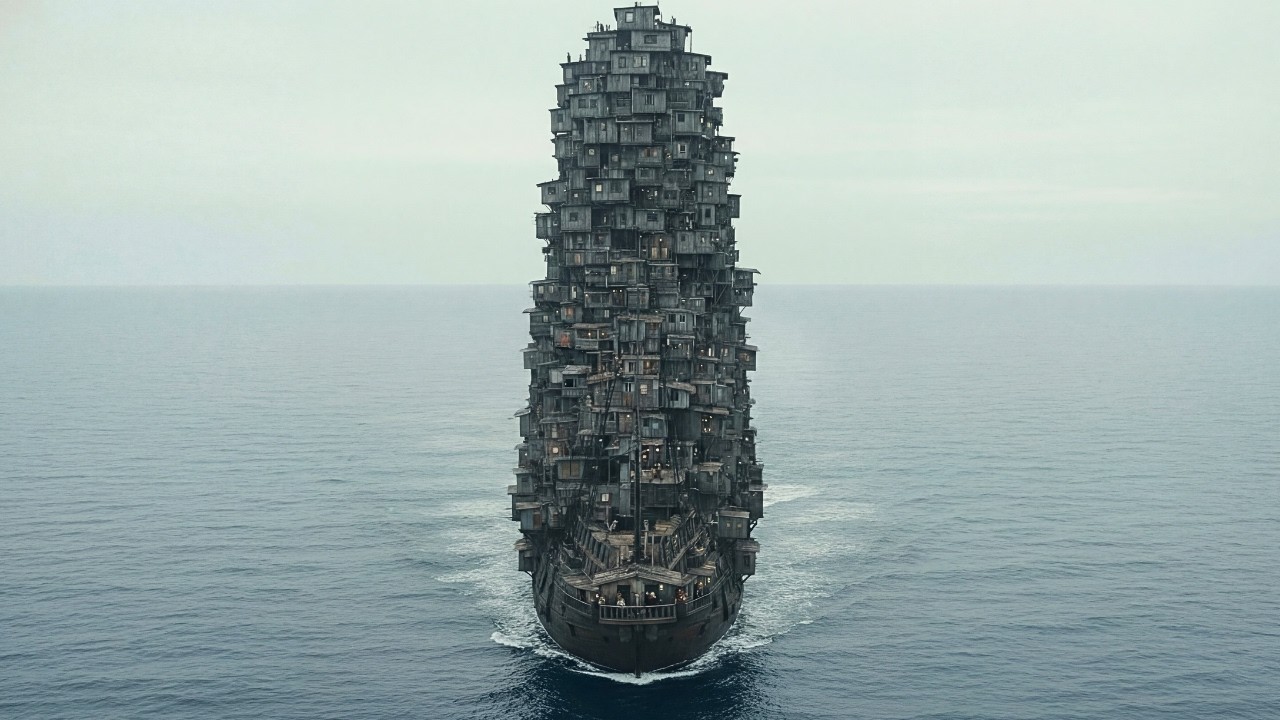 Последняя рыбацкая деревня в бескрайнем океане | Sci-Fi AI Film