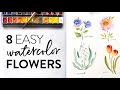 Simple watercolor flowers painting for beginners