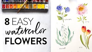 Simple Watercolor Flowers Painting for Beginners