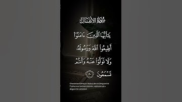 سورة الأنفال ياأيها الذين آمنوا أطيعوا الله ورسوله ولاتولوا عنه وأنتم تسمعون الاية ٢٠