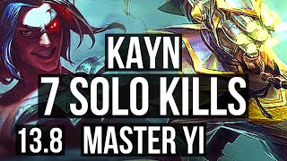 KAYN vs MASTER YI (JNG) | 7 solo kills, 1.7M mastery, 500  games, Dominating | KR Master | 13.8