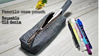 Diy pencils case pouch | reusable old denim | Scraps fabric | easy pattern tutorial | Maejam maaja