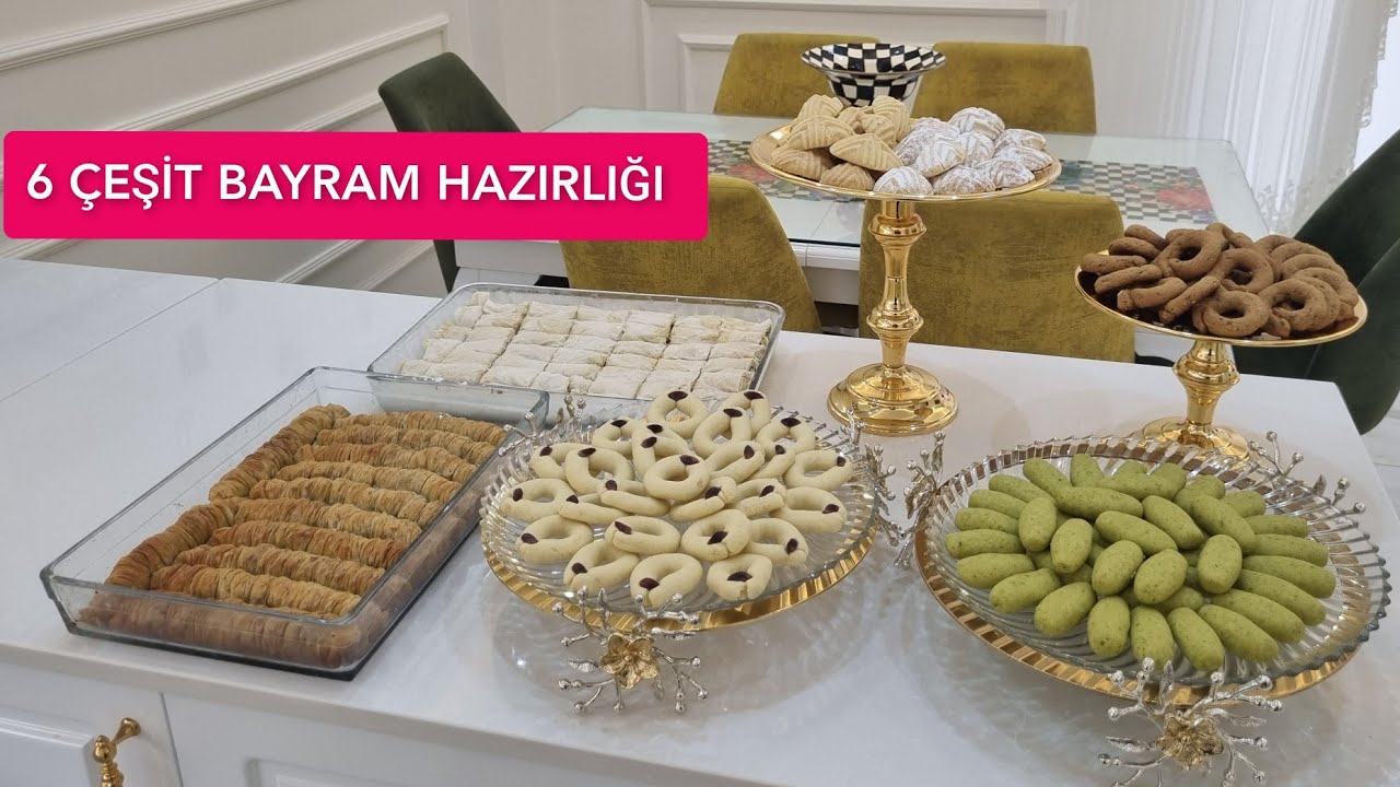 6 ÇEŞİT BAYRAM HAZIRLIĞI😍 BAYRAM İKRAMLIKLARI🍭ANTEP KURABİYESİ/ BÜZME TATLI/FISTIKLI KEREBİÇ/