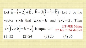 Let a=i+2j+k and b=3(i-j+k). Let c be the vector such that axc=b and a.c=3. Then a.((cxb)-b-c) IIT