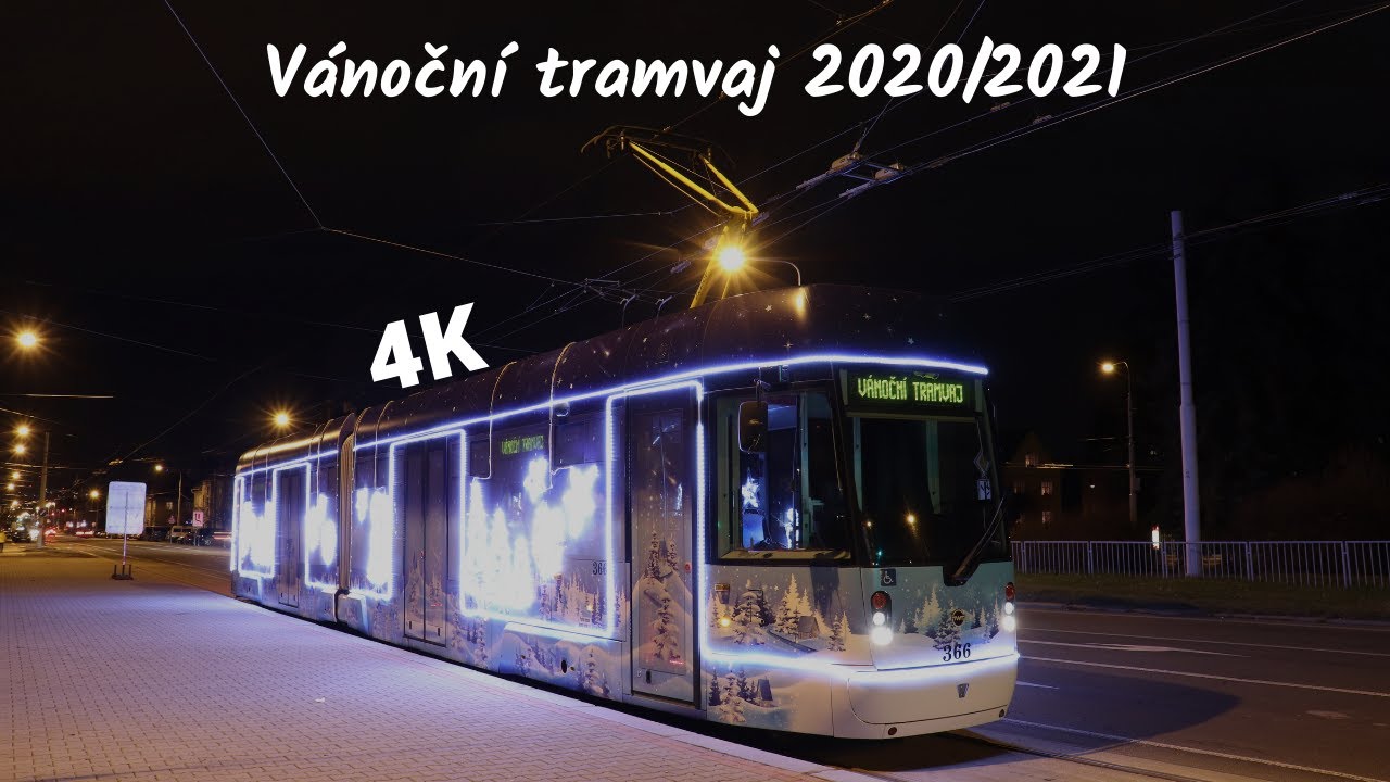 4K | [Plzeň] VÁNOČNÍ TRAMVAJ 2020/2021