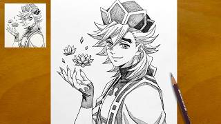 How to Draw Douma from Demon Slayer Step by Step Detailed Pencil Guide