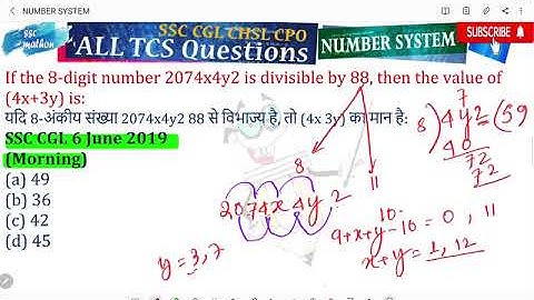 If the 8-digit number 2074x4y2 is divisible by 88, then the value of (4x+3y) is