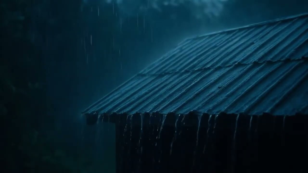 Deep Night Rain on a Cabin Roof | Relaxing Sleep Sounds