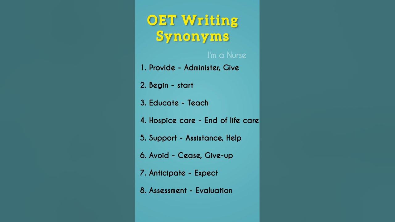 OET writing synonymsOET writing tips YouTube