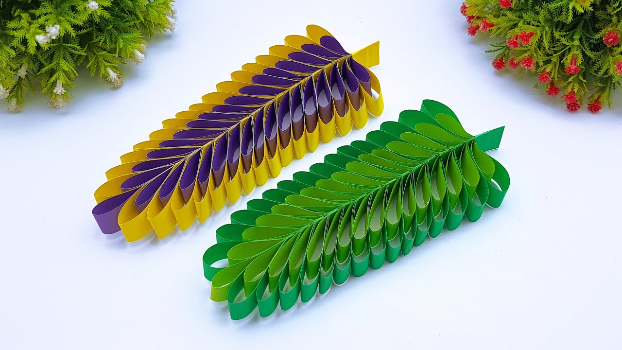 DIY How To Make Beautiful Paper Leaves | Room Decoration Ornaments ...