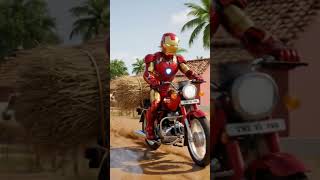 ironmen ride bike #youtubeshorts #avengers #ironman #funnycartoo #aivideo #viral #animation #shorts