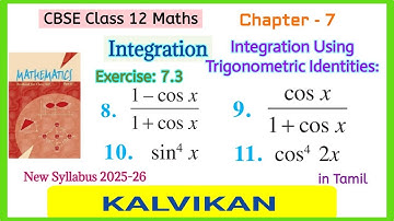 Class 12 Maths Chapter 7 Ex 7.3 Q 8, 9, 10, 11 Integration Using Trigonometric Identities in Tamil