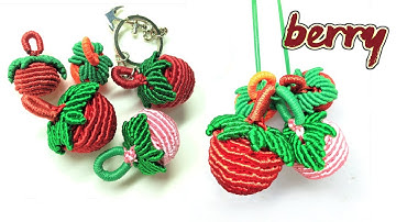Macrame tutorial - Super cut and fresh berry keychain - Hướng dẫn thắt dây móc khóa trái dâu mọng