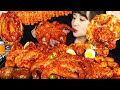 ASMR SPICY SEAFOOD and MUSHROOM (OCTOPUS, SCALLOP, ABALONE, SHRIMP, ENOKI MUSHROOM) MUKBANG