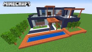 Amazing two-story Big Villa in the style of Hi-Tech in MINECRAFT. How to Build a House in MINECRAFT