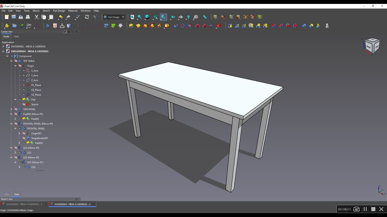 GRABCAD - FREECAD - DWG000062 - MESA 4 CADEIRAS