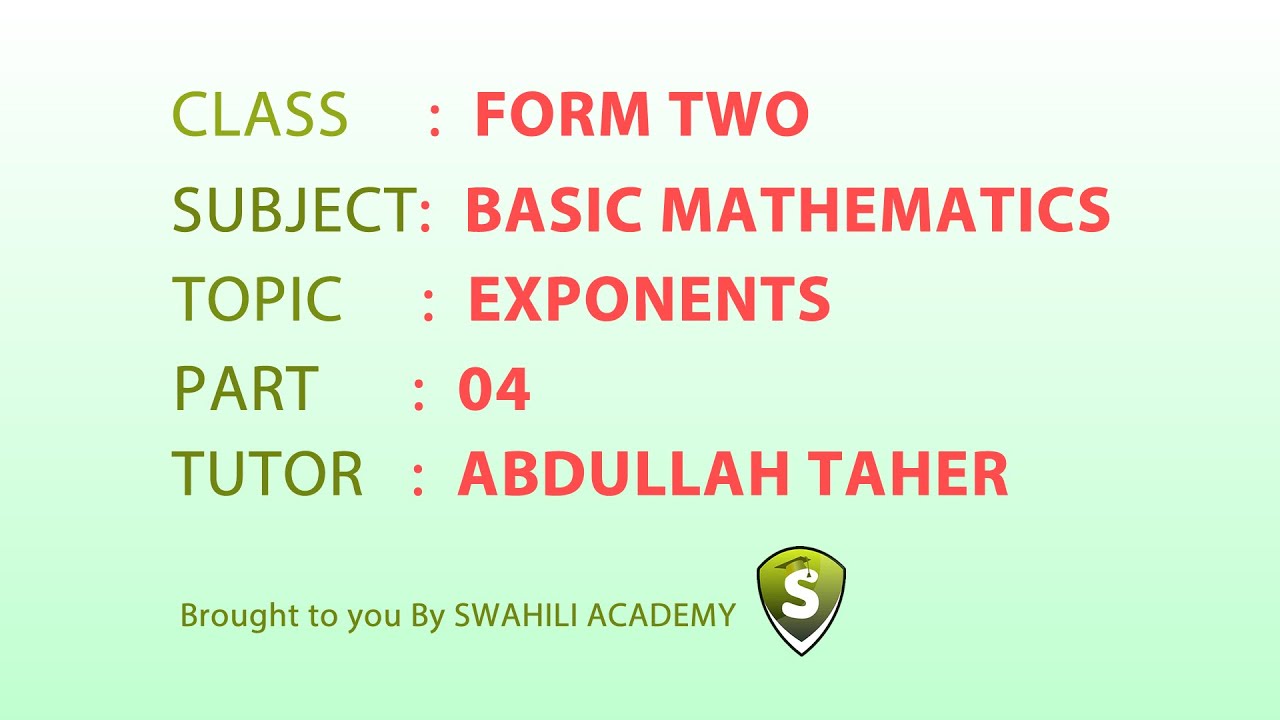 Exponents 04 - Laws of Exponents (Divisions & Zero Exponent)