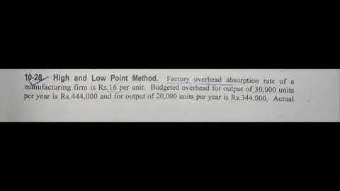 Cost accounting lecture 24(FOH)-Variance Analysis_High & Low point method-Topic-(Ex.No.10-28_29_&30)