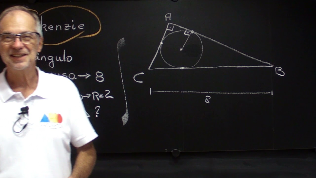 A hipotenusa de um triângulo retângulo é 8 e o raio do círculo inscrito é 2 (Mack) | Prof. Fernão