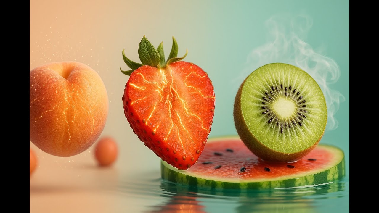 🔥 “Water, Spark & Mist – Fruit ASMR for Mind Drift (물·전류·안개 멍때림 과일 ASMR)” 🔥