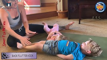 Dry-land Flutter Kick practice for 3 year olds