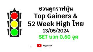 ชวนดูกราฟหุ้น Top Gainers & 52 Week High ไทย @ 13/05/2024 SET บวก 0.60 จุด