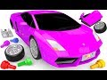 Lamborghini Toy Car Breaking Blocks and Painting Street Vehicle with Learn Colors for Kids