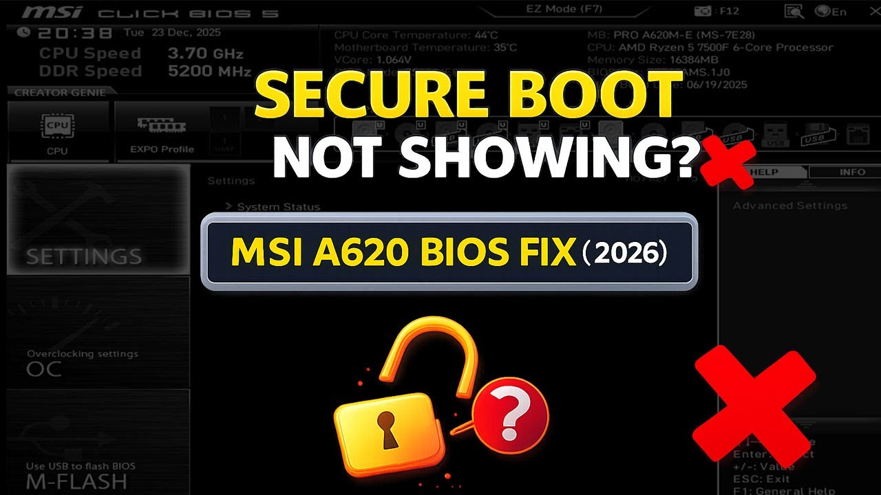 Secure Boot Option Not Showing in MSI A620 BIOS | Fix Secure Boot