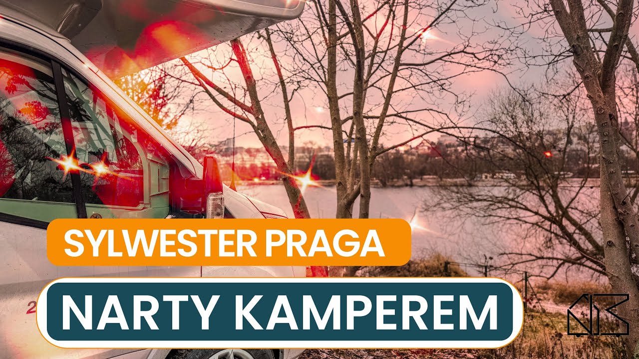 Praguecamp. Narty kamperem. Sylwester 2025 w Pradze. Praga kemping. Kamper zima. Zima w kamperze.