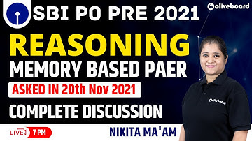 SBI PO Pre Reasoning Memory Based Paper 2021 | Complete Discussion | By Nikita Ma