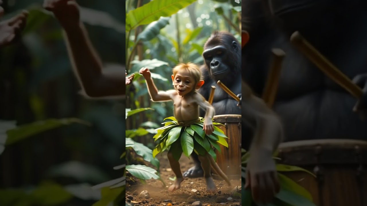 🌿🐒 Jungle Dance Party | Cute Baby Monkey with Gorilla Beats 🥁✨