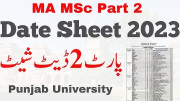 MA MSc Part 2 Official Final Date Sheet 2023 PU