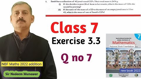 Class 7 Exercise 3.3 Q no 7 NBF Maths Ex 3.3 Direct Proportion تناسب راست Sir Nadeem Munawar