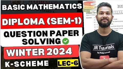 Basic Mathematics (Diploma) Sem-1 | Question Paper solving | Winter 2024 | Lecture 6 |