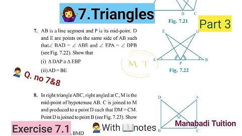 9th class maths|Chapter 7|🤷‍♀️Triangles|💁‍♀️Exercise 7.1 |Q no 7&8| part 3|with notes|