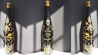 DIY Wine Bottle Design Using Stencils | Bottle Art | Wine Bottle Crafts | HD