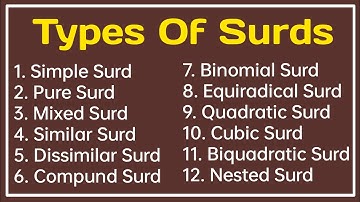Types Of Surds — Simple,Pure,Mixed, Similar, Dissimilar, Compound, Binomial, Equiradical, Quadratic