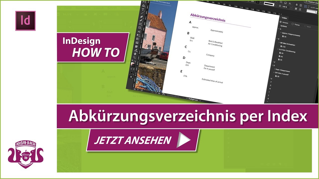 Abkurzungsverzeichnis Per Index Erstellen Indesign How To Youtube