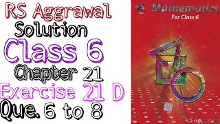 Rs Aggarwal Class 6 Exercise 21D Question number 6,7,8 | Concept of Perimeter and Area | MD Sir