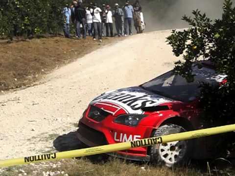 Paul Bourne crashing WRC Focus