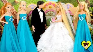 Barbie Rapunzel Rutina de Mañana con Vestido de Novia Princesa