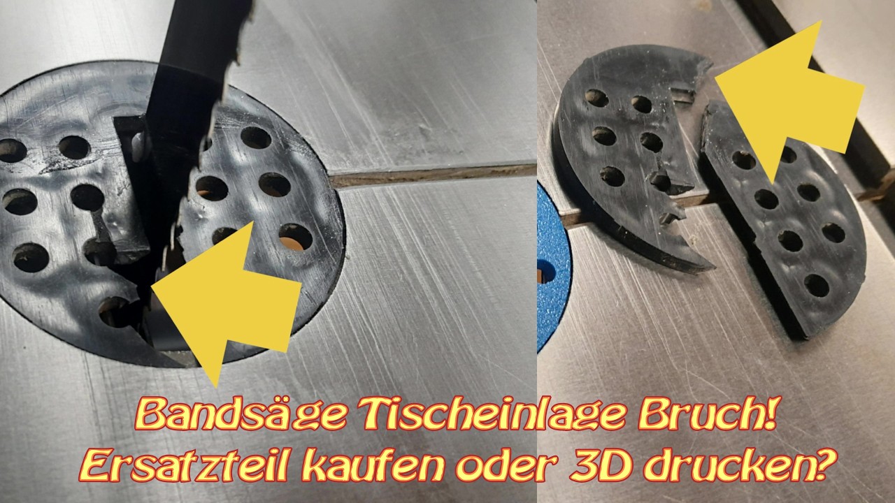 Bandsäge Tischeinlage - Ersatzteil besorgen oder 3D drucken? Entscheide. | Hier Holzkraft HBS 433