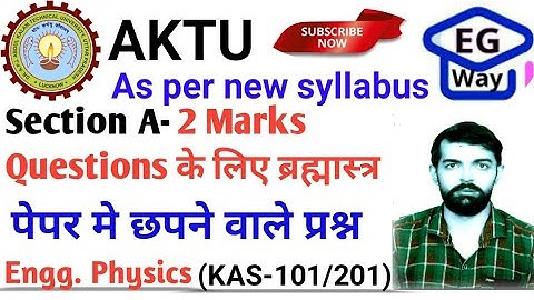 AKTU Engg. Physics BAS 101- 2 Marks important questions for university exam #virul #physics
