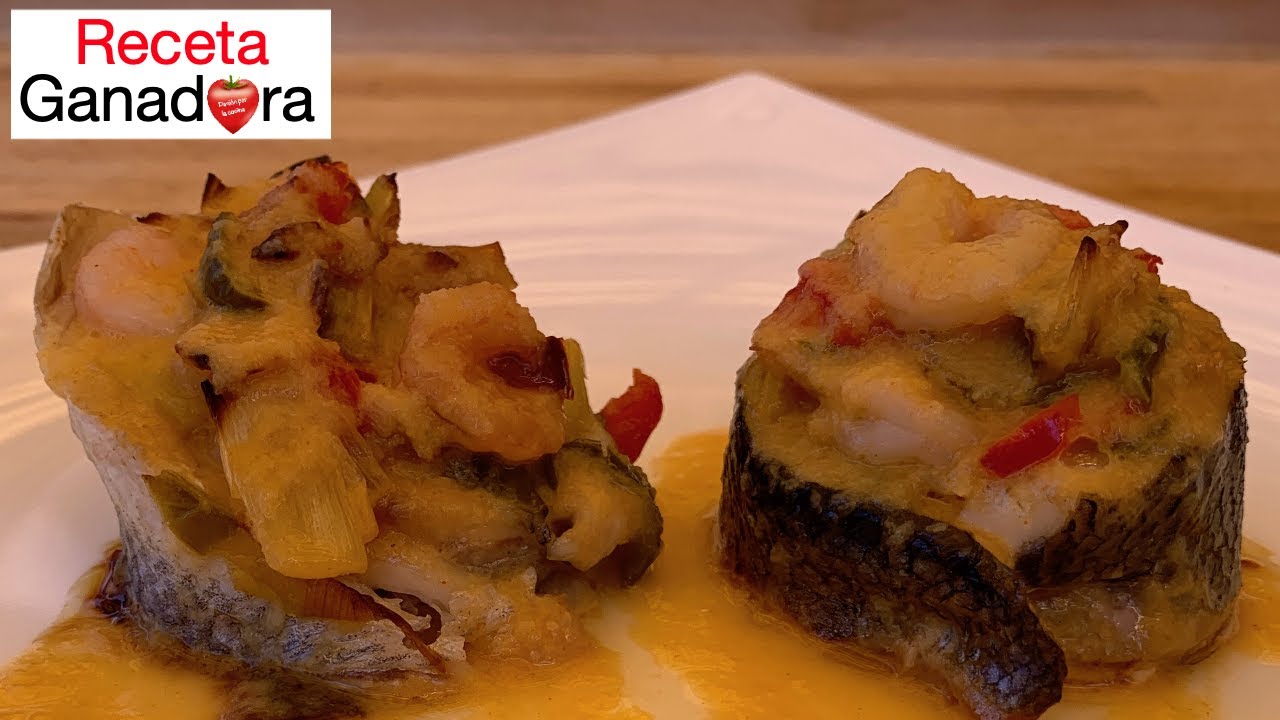 Lubina rellena con salsa de cava | Receta ganadora