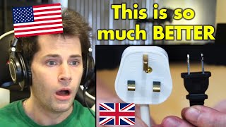 American Reacts to British Plugs