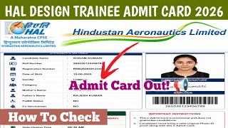 Admit Card Out Today ‼️ How To Download HAL DESIGN TRAINEE Admit Card 2026 | HAL DESIGN TRAINEE A...